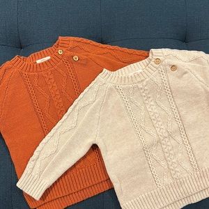 Two piece cable knit sweater set